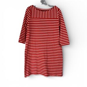 Lands End Dress Women’s M Petite Red White Striped 3/4 Sleeve Sailor T-shirt